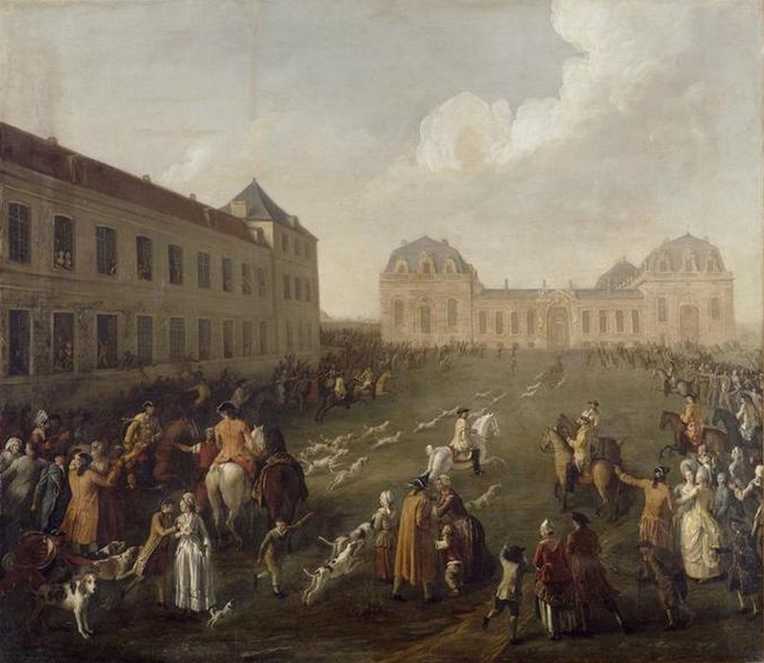 Hallali du cerf dans les Grandes Ecuries le le 13 septembre 1776 - XVIIIe siècle - © Joconde - Chantilly - Musée Condé